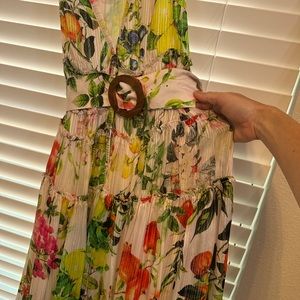 Gorgeous long silk floral Rococo Sand dress- sz M- worn twice